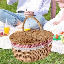 Wicker Picnic Basket with Lid