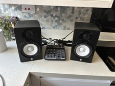Yamaha HS 50m Powered Monitor Speaker Pair 5" With mixer Aand XLR Cables