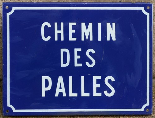 Old blue french street sign - old,