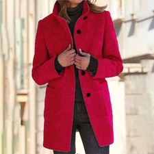 Womens Wool Blazer Coat Jacket Ladies Office OL Work Cardigan Lightweight Tops