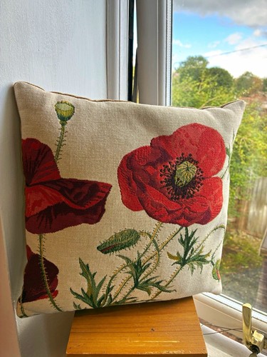 Poppy floral tapestry cotton - poppy,