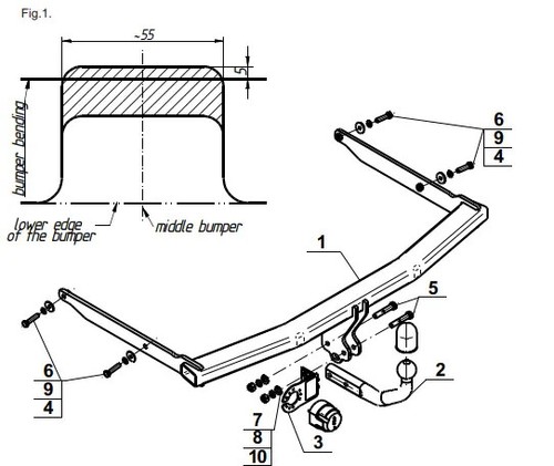 Swan neck tow bar - neck, for