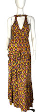 Anthropologie Dress S Womens Maeve Yellow Jersey Knit Open Back Halter Maxi