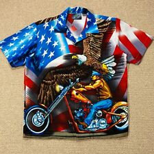 Sapphire Lounge Shirt Mens Small American Flag Freedom Biker Eagle Patriot USA