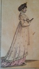 1803 ORIGINAL ANTIQUE ENGRAVING REGENCY GEORGIAN LADY - FASHION PARIS DRESS