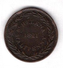 St Helena Halfpenny 1821