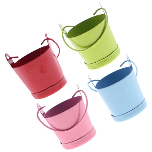 Miniature metal tin buckets - metal,