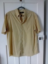 Blue Harbour Mens Short Sleeve Cotton Shirt Size L Yellow Mix