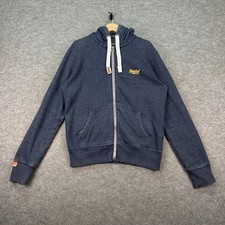 Superdry Jacket Mens Large Blue Navy Orange Label Zip Up Hoodie Scooter