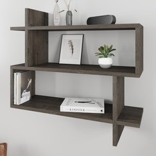 PARALEL Wall Mounted Floating Bookshelf – 2 Tier Modern Display Shelf – 70x66 cm