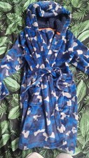 Boys Camo Blue Dressing Gown, Boys Age 12-13 Dressing Gown, Fleece Dressing Gown