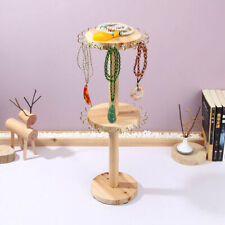 UK 2-Layer Jewelry Rack Wooden Stand Necklace Bracelet Display Storage Holder