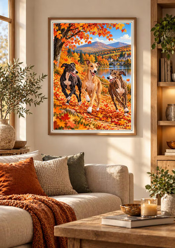 Greyhound autumn wall - autumn, art