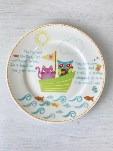 Owl and the pussy cat - pussy, plate