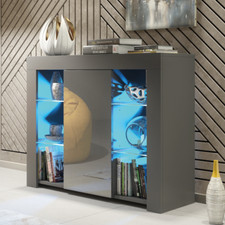 Modern Sideboard Display Cabinet I TV Stand I High Gloss Doors I Free LED Lights