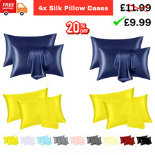 4x Satin Silk Soft Pillow Cases Cushion Covers Pack of 4 Pillowcase