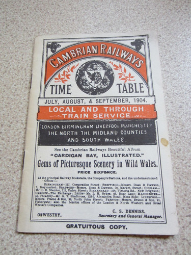 Cambrian railways timetable - cambrian,
