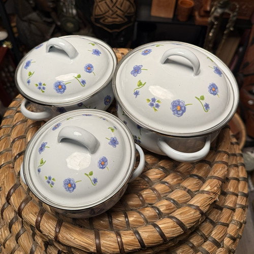 Vintage enamel cookware set - enamel, 3