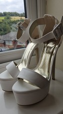 White Extreme High Heel Ankle StrapSandal, White, Stiletto, UK 4, EU 37