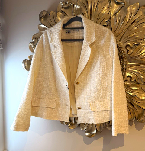 Zara ivory tweed - ivory, check