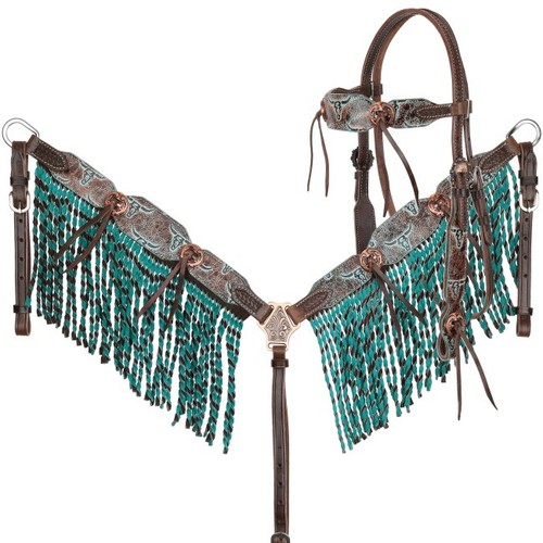 Browband headstall teal twist - browband,