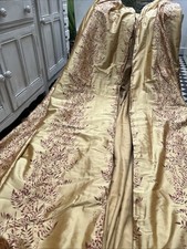 Pure Silk Designer Curtains, Gold, HUGE, 156" W x 101" L PRISTINE, dry cleaned