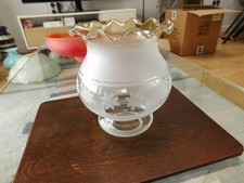 Opaque & Clear Glass Shade with Ruffle Bottom Edge & Glitter Star Pattern
