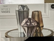 Next Home Metallic Colour Vases Set of 3 New In Box Home Decor Gift Idea New UK