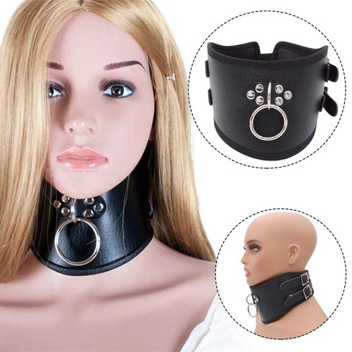 Leather bdsm neck collar - leather,