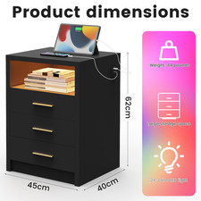 Bedside Table RGB LED 3 Tier