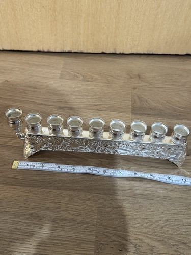 Silver stainless steel menorah