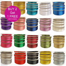 Satin Ribbon Reels Rolls Double Sided Face 25 Metre Plain Width 3mm - 25mm Craft