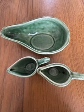 Vintage 1970s Green Pottery Toni Raymond  Avocado Pear Dish Unboxed Rare to find