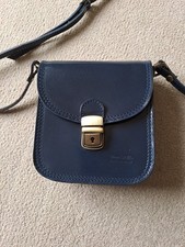 Vera Pelle Small Leather Shoulder Bag Navy Brand New without Tag