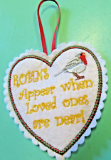 Robins appear when Loved ones are near! Embroidered Christmas Tree Decoration