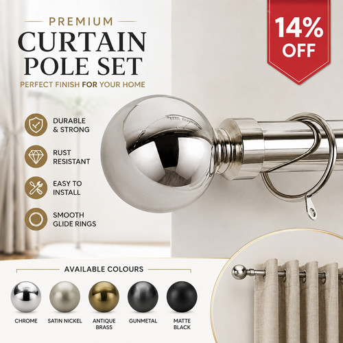 Extendable metal curtain pole - extendable,