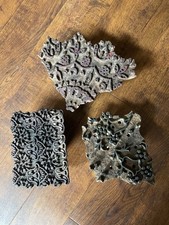 Antique Vintage Hand Carved Indian Wooden Fabric Printing Blocks x 3 