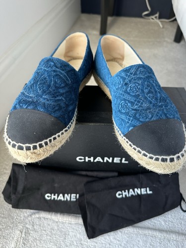 Chanel teal velvet espadrilles - teal,