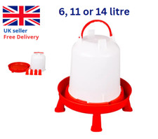 6, 11 or 14 Litre Chicken Poultry Hen Large Drinker Waterer with Legs Handle Red