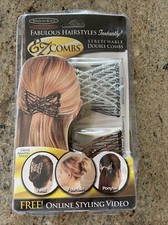 EZ Combs Stretchable Double Comb. Silver and Goldesh Brown