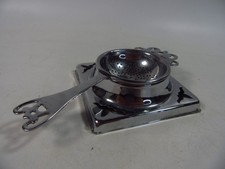 Vintage Chrome Plated Pierced Tea Strainer With Drip Tray Stand