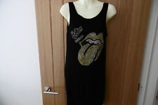 *NEW* AMPLIFIED ROLLING STONES GOLD SILVER DIAMANTE LADIES BLACK DRESS SIZE S 8 