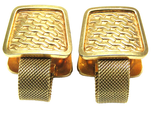 Gold weave snap cufflinks mesh - gold,
