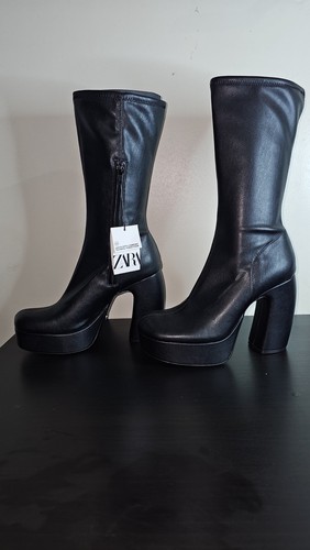 Zara black leather - zara, knee