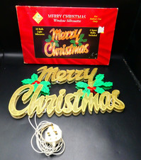 Vintage Premier Merry Christmas Indoor Silhouette Window Display Light Up Boxed!
