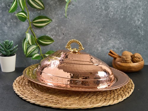 Turkish copper serving plate - copper,