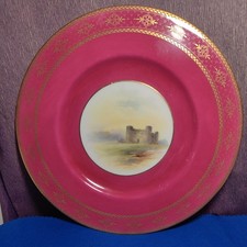 Large Royal Worcester Hand Painted Cabinet Plate Of  Castle  26cm #2
