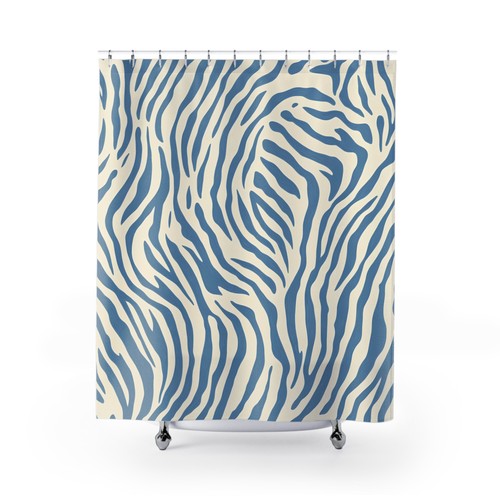 Blue zebra print shower - zebra,