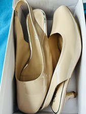 Ladies Quiz Cream Slingback Shoes Size 7 Nearly New Small heel 