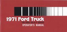 1971 Ford F100 F250 F350 Pickup Truck Owners Manual Custom Styleside Flareside